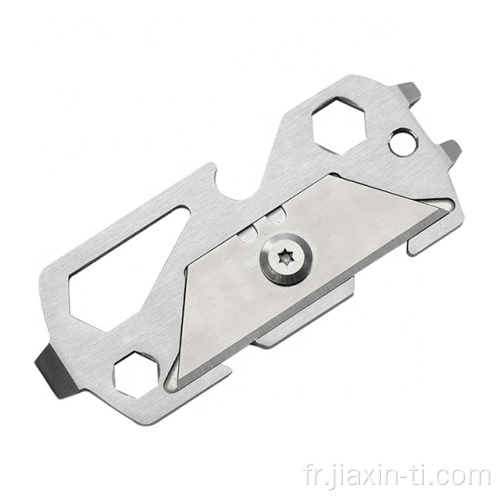 Pocket Keychain Multitool Acier Inoxydable Titane EDC Couteau
